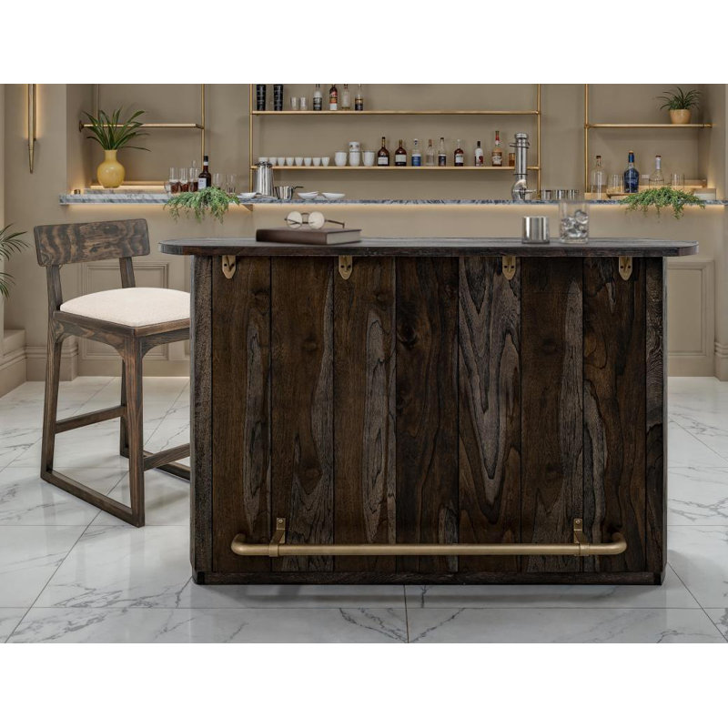 Tabouret de bar rembourré 24 po Balam, White Seat/Dark Brown Frame, Tabouret de comptoir (assise de 24 po de hauteur)