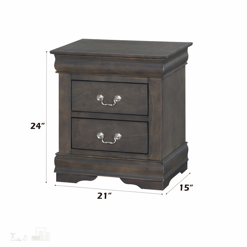 Élégante table de chevet à deux tiroirs avec tablette, un mélange parfait de rétro et de moderne pour votre chambre à coucher.