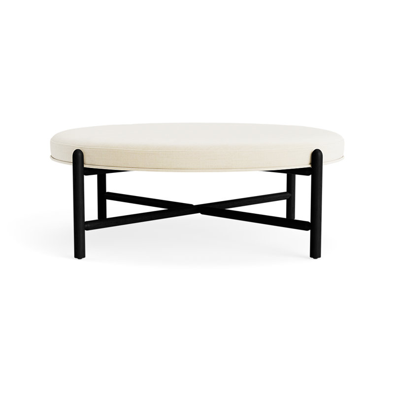 Vane 48" Upholstered Ottoman, Cream, Black