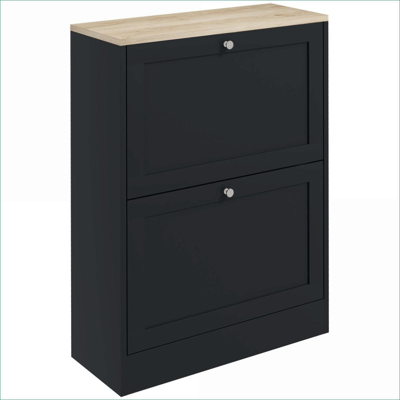 Armoire à chaussures mince et moderne avec 2 tiroirs rabattables, Brun / Noir
