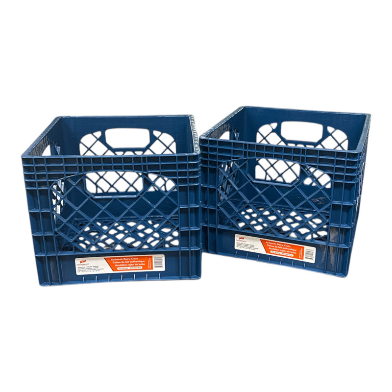 Juggernaut Storage 16QT Heavy-Duty Plastic Square Milk Crate, Blue
