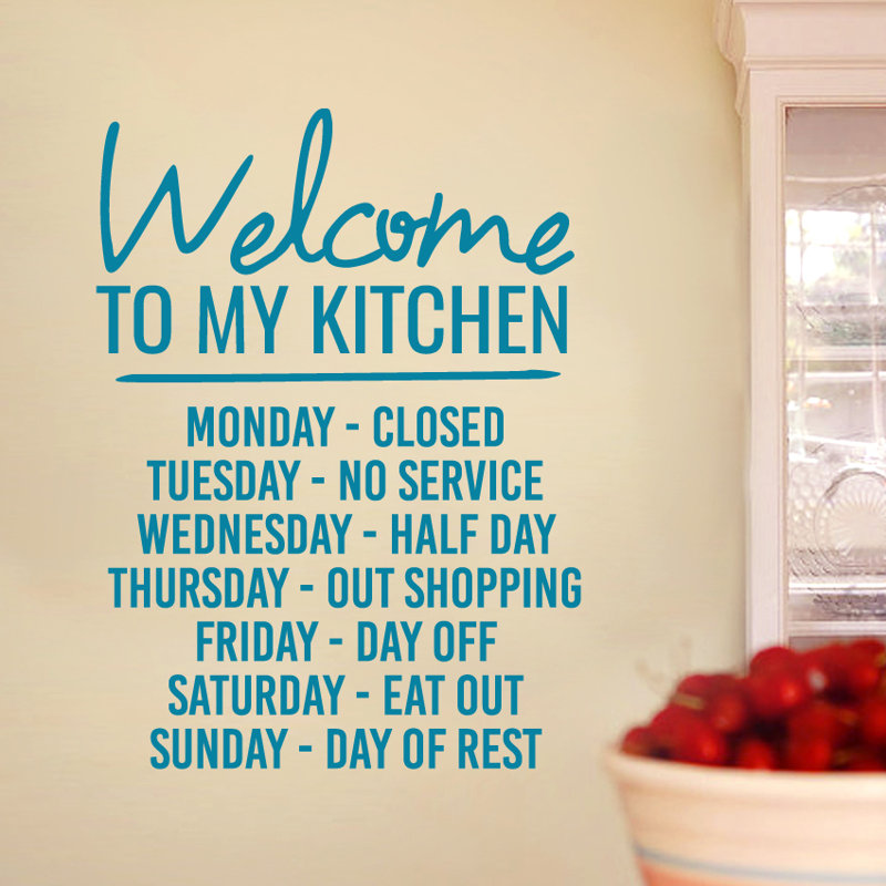 Décalcomanie murale Welcome to my kitchen, Bleu sarcelle