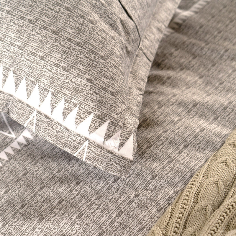 Ensemble de housse de couette réversible en microfibre beige / blanc 3 pièces Lapinski