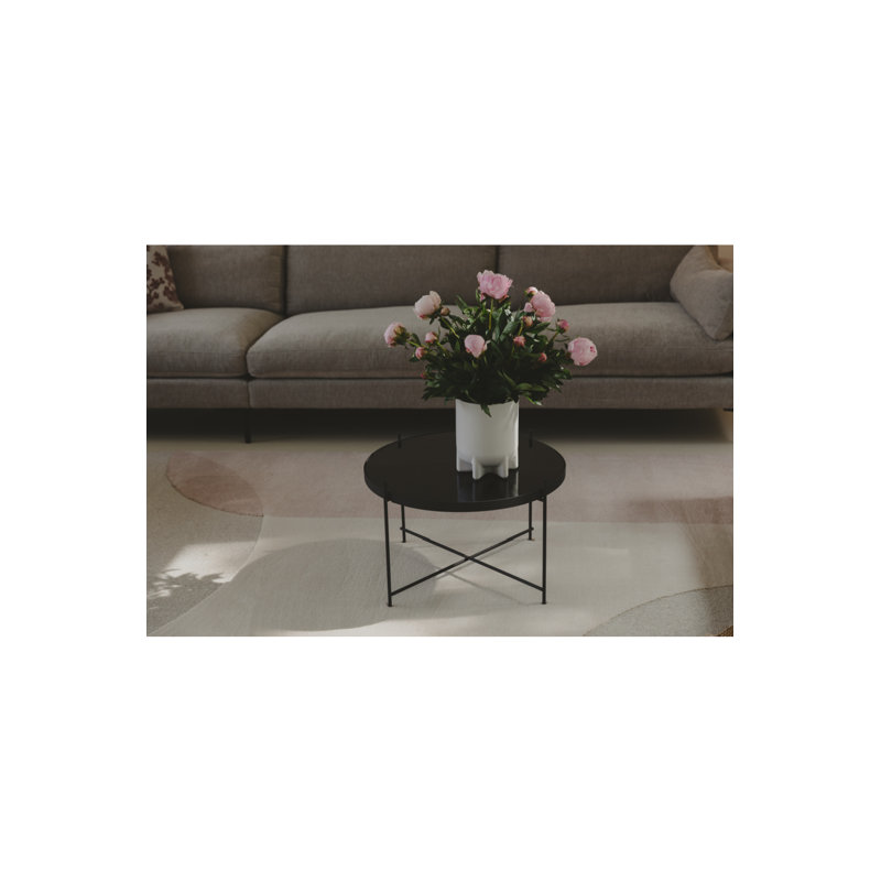 Cupid Glass End Table, Black, 16"H x 25"W x25"D