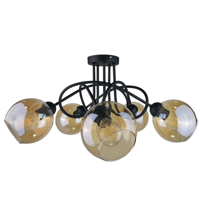 Glass Semi Flush Mount, Black