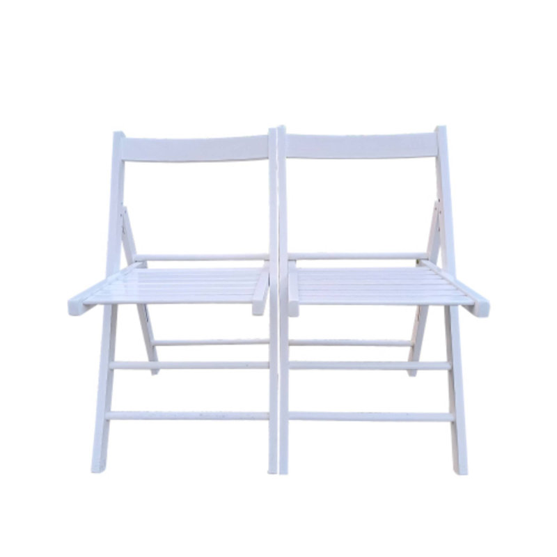 Set Of 2 White Folding Chairs – Foldable Style For Indoor/Outdoor Seating