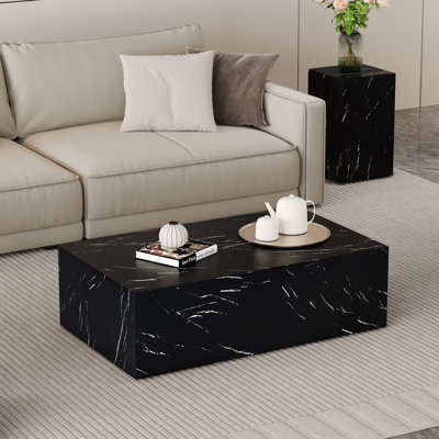 39.3*21.7*11.8 Inch White Marble Pattern MDF Coffee Table - Luxurious Design
