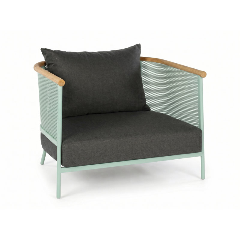 Chaise de patio avec coussins, Suie, Vert pastel