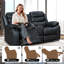 Causeuse inclinable manuelle en similicuir Lacreta Humes, canapé inclinable 2 places avec console centrale et porte-gobelets, canapé de cinéma maison inclinable pour le salon-103563021