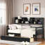 Lit de jour moderne avec tablettes de rangement et 2 tiroirs-1852761795