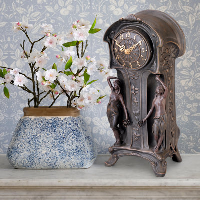 Analog Resin Quartz Movement / Crystal Tabletop Clock in Bronze