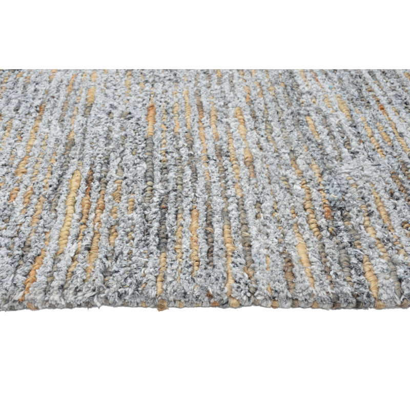 Tapis ivoire tissé à la main Tsamis, Gris / naturel, Rectangulaire 9 pi x 13 pi