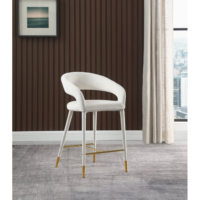 Tabouret de comptoir 26,5 po Destiny, Velours, Crème