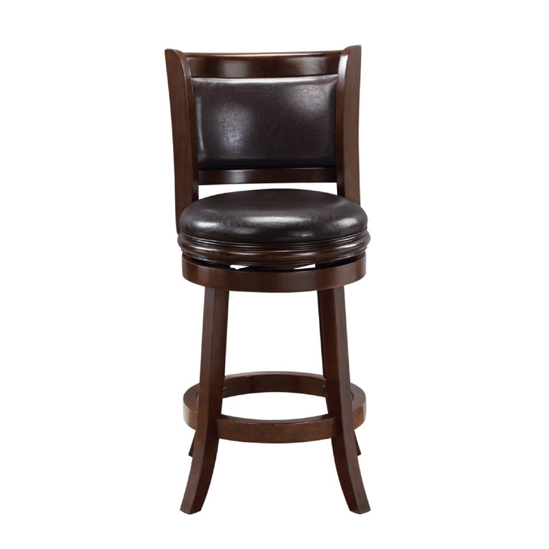 Swivel Solid Wood Counter Stool, Cappuccino/Brown, Counter Stool (26” Seat Height)