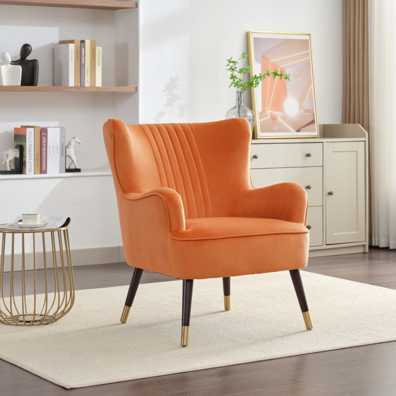 Dawe Velvet Wingback Chair, Orange