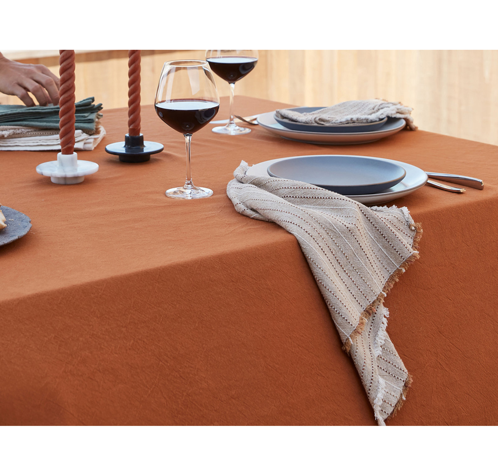 100% Organic Cotton Striped Square Napkin, Hazel
