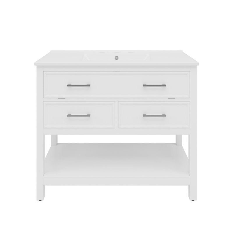 36'' Single Bathroom Vanity With Ceramic Sink, White