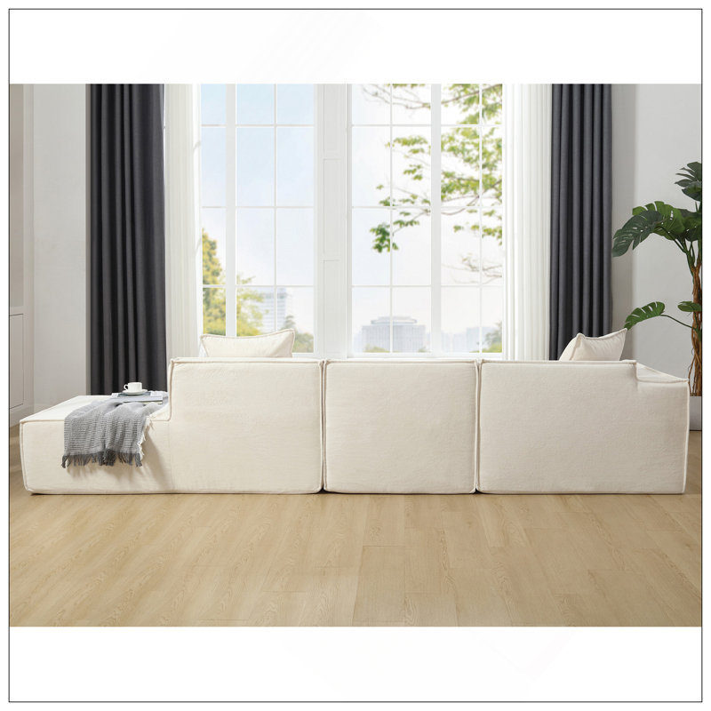 Ensemble de canapé modulaire de salon modulaire, canapé minimaliste moderne, canapé à installation libre, canapé en bloc de tofu minimaliste italien en forme de L, faisant face à la gauche, tissu éponge