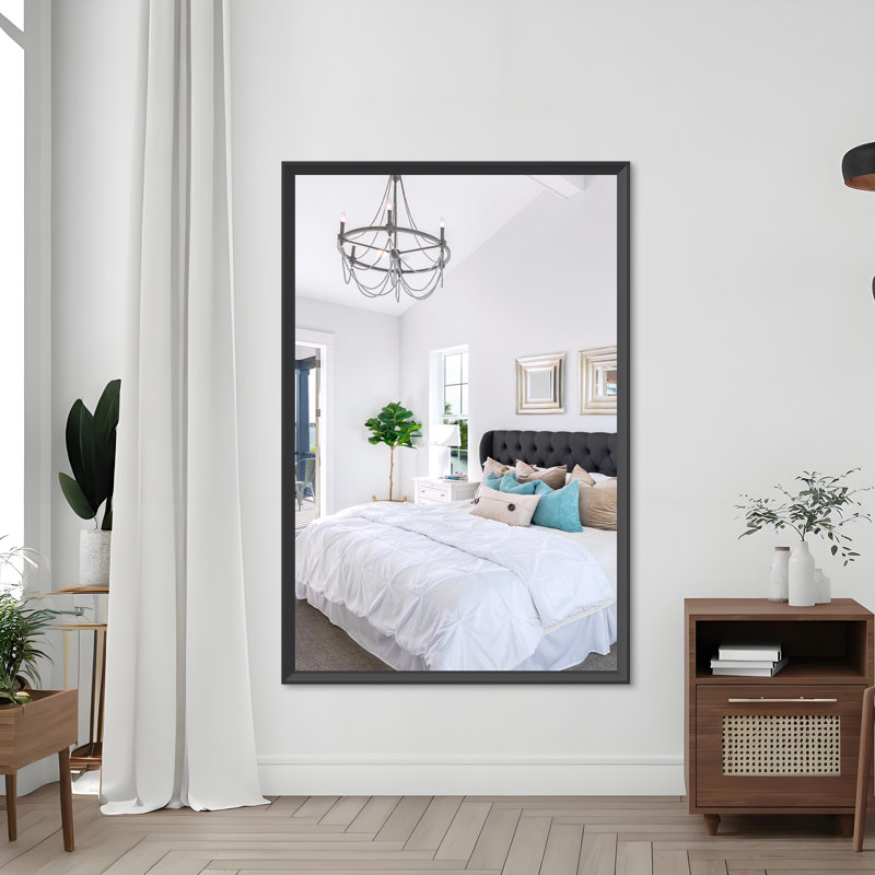 60"X40" Oversized Modern Rectangle Wall Mirror With Black Aluminum Frame For Bathroom, Living Room, Or Bedroom (Vertical/Horizontal Mount) | Gift Idea