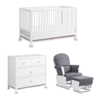 Oxford Baby Essential 3 Piece Nursery Set Includes 4 In 1 Convertible Island Crib, 3 Drawer Dresser, And Wooden Glider (White) -  OxfordBaby, Composite_884D6C7F-DBD2-438C-894D-34586F8B2D59_1713272475