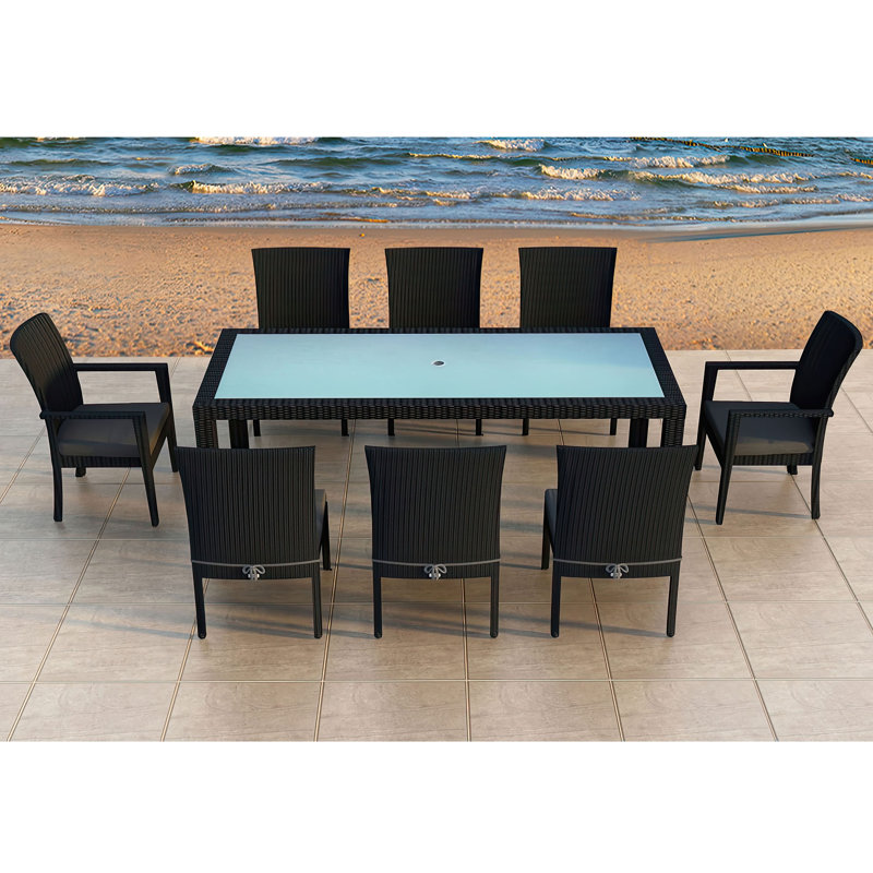 Urbana Outdoor - Piece Dining Set, Canvas Charcoal Sunbrella® Canvas, Coffee Bean, 8