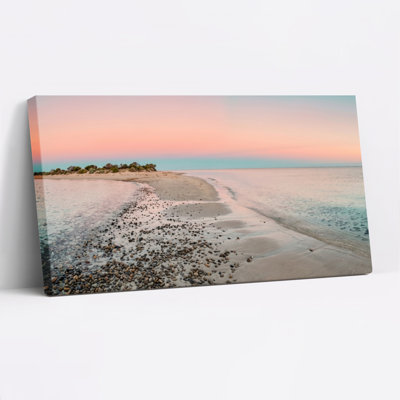 Ensemble de 1 tableau sur toile représentant un coucher de soleil sur la plage