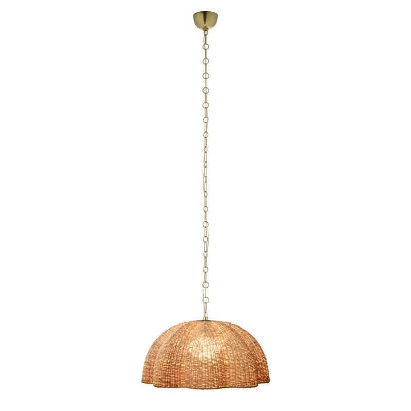 Rosemary 1-Light Natural Palm Leaf Pendant, Large, Small