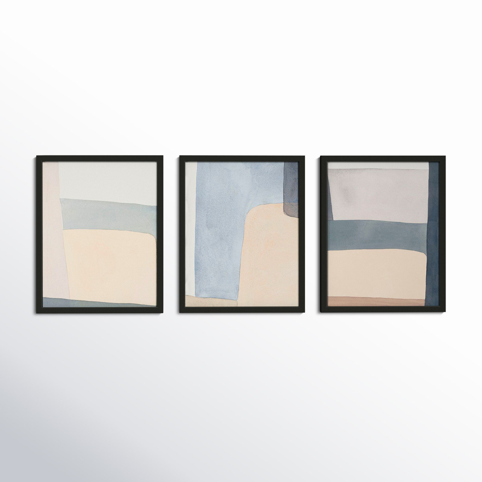 Grey Hue Set Of 3 by Julia Balfour, Picture Framed Paper, 20" H x 48" W, Black