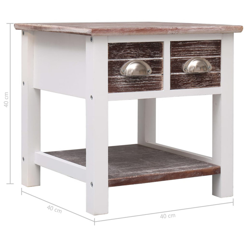 Angelique Side Table with Storage, Brown/White