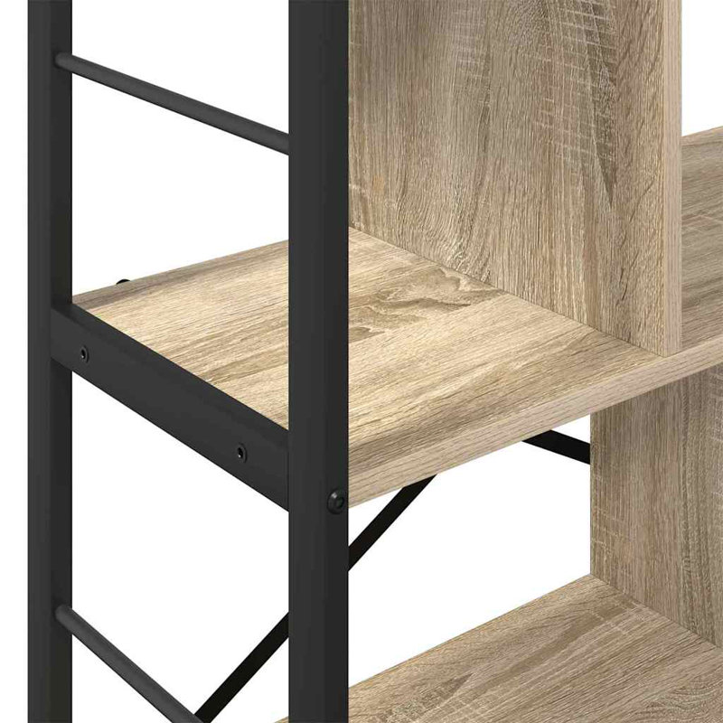 75 cm W Steel Etagere Bookcase, (3 Shelves) 91cm. H x 75cm. W x 30cm. D, Sonoma Oak