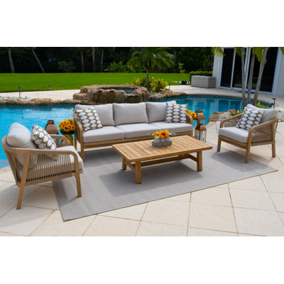 Darnasia Teak 7 - Person Patio Conversation Set with Cushions