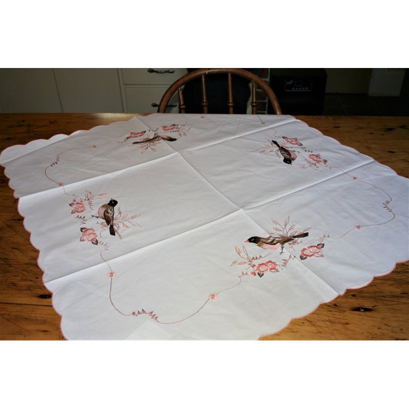 Robins brodés et fleurs de corail 100% coton Frierson