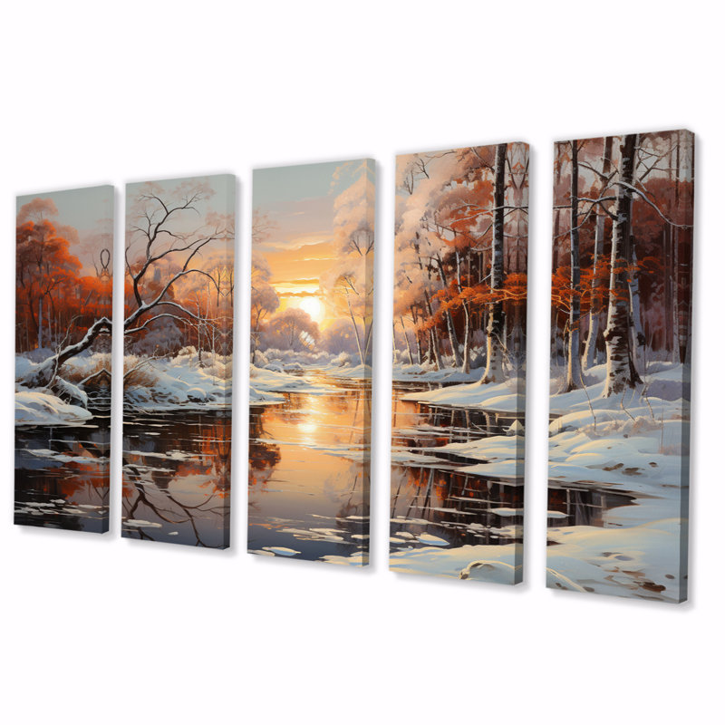 Frozen Wilderness Winter Landscape III - impression d'art mural paysages - 5 panneaux égaux
