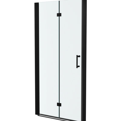 Porte de douche en verre trempé bi, l 32 po x H 72 po, noir mat, charnières sécuritaires et imperméables