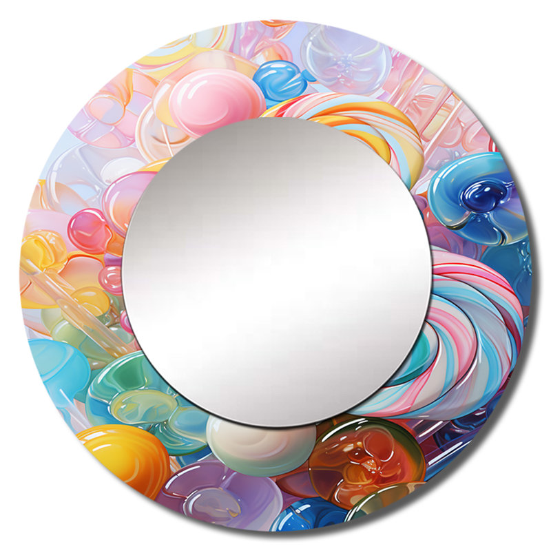 Popart Candies Dessert II - Desserts Wall Mirror, Traditional Round Decorative Mirror, Printed Metal Art, 29" x 29"