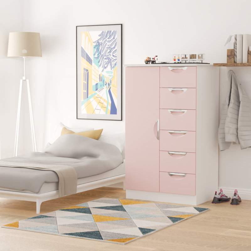 Taetum Manufactured Wood Wardrobe, Pink