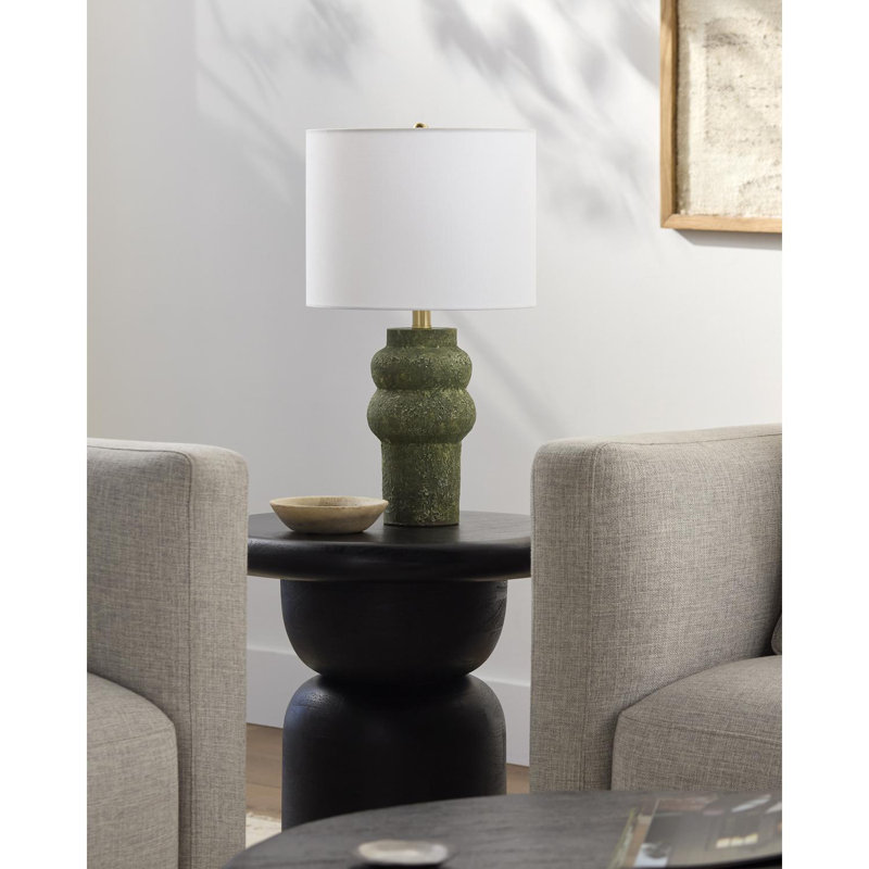 Slawson Table Lamp, Rustic Green, White