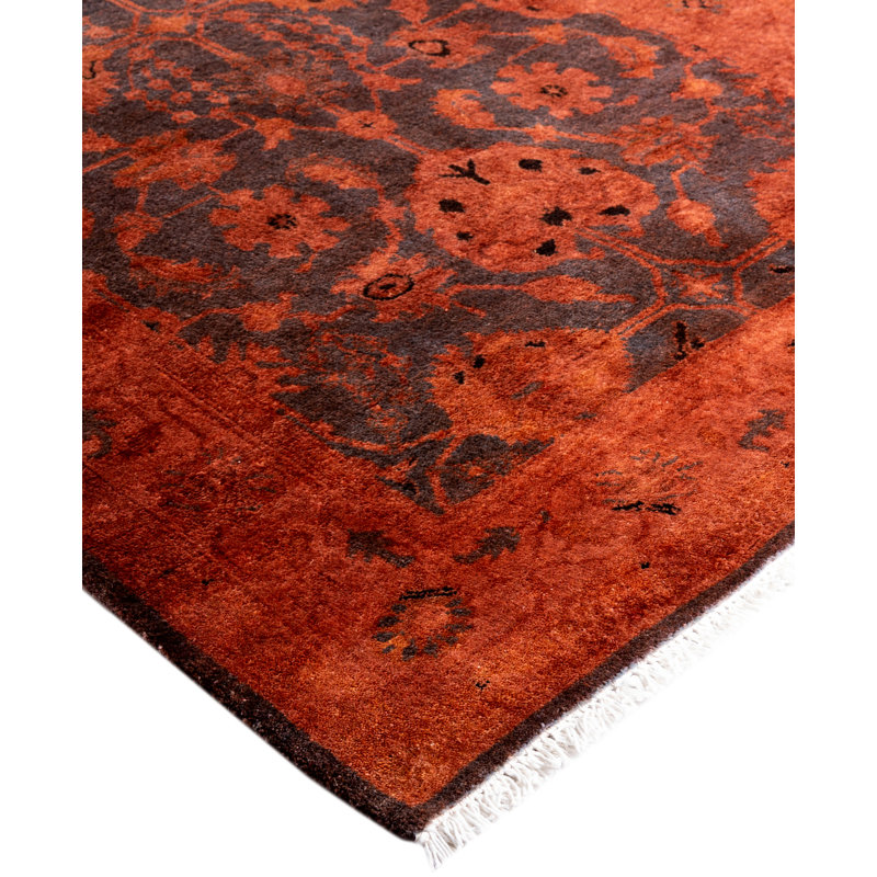 Overdyed Hand-Knotted Wool Modern-Contemporary Pink Runner 3' 1" x 7' 11"