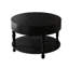 Table basse ronde moderne dans l'espace de vie, 31,5 po de taille, deux couches de rangement, compartiment caché pour les jeux de société, base en forme de H, construction, pièce noire, pieds-73820197