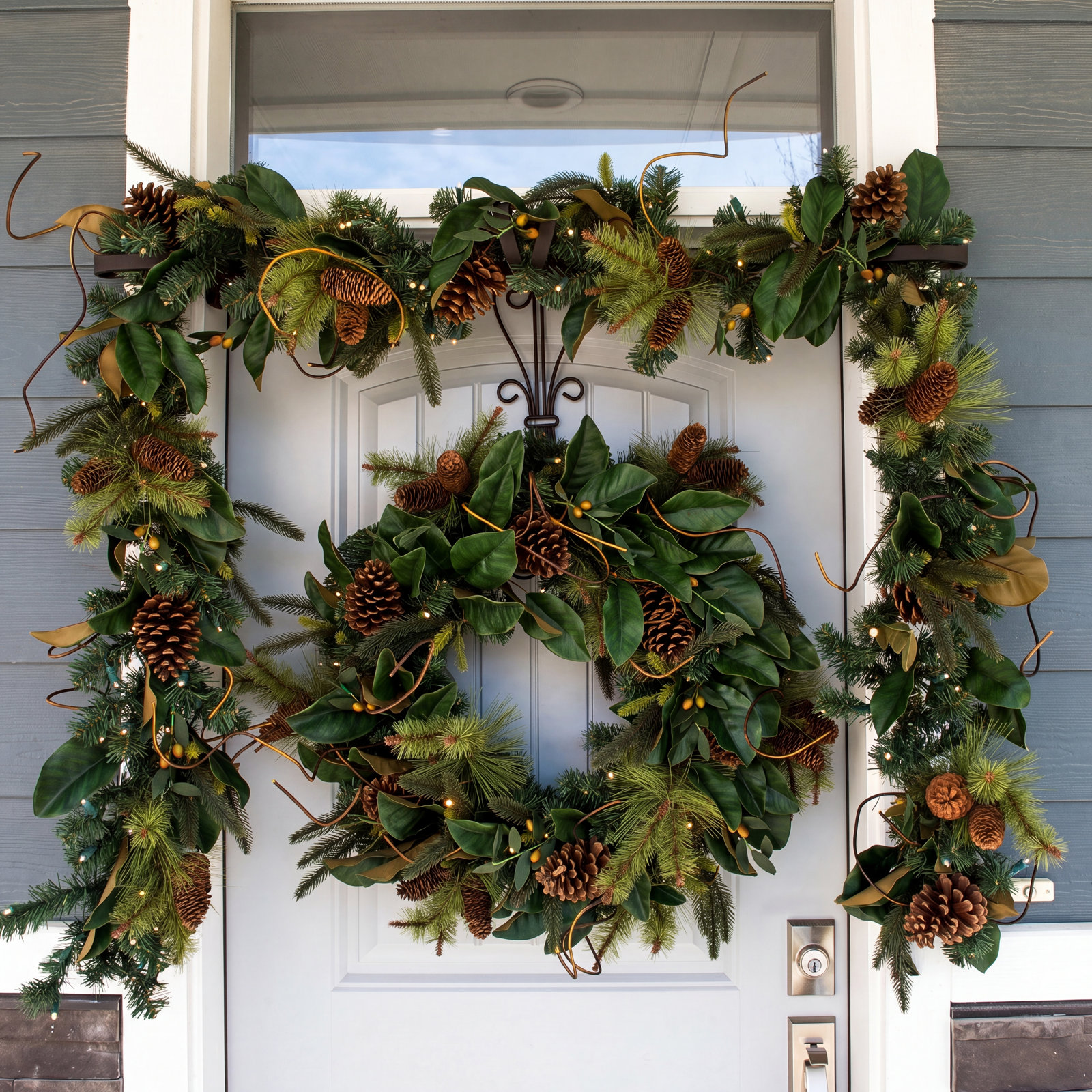 108" L Pre-Lit Artificial Magnolia Leaf Garland