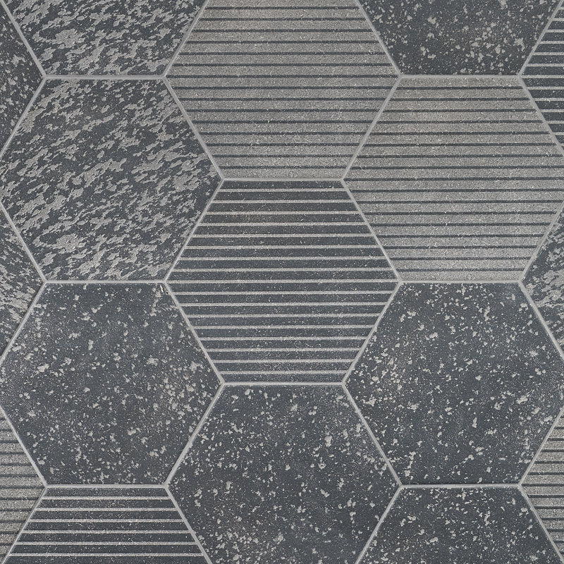 Carreau de sol en porcelaine pour mur et plancher 9 po x 10 po Sanskrit, Noir
