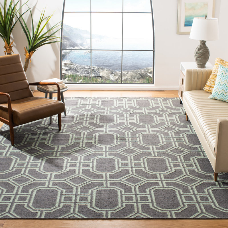 Rodgers Hand Woven Flat Weave Wool Geometric Rug, Rectangle 9' x 12'