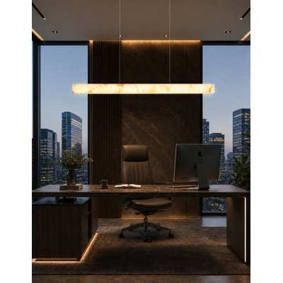 LumenAria - Medley LED Linear Pendant - Faux Alabaster Shade