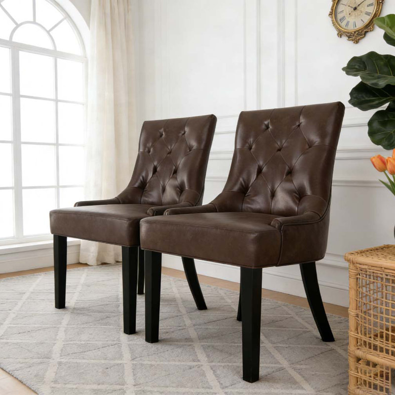 Chaise de salle à manger, Brun foncé polyuréthane, 2