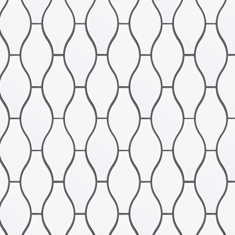 Handmade 12.01 in. x 9.65 in. Geometric Glossy Porcelain Mosaic Wall and Floor Tile, White