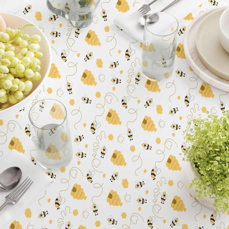 Table Runner, 100% Cotton, 16X108", Bees & Bee Hives, 84" x 52"