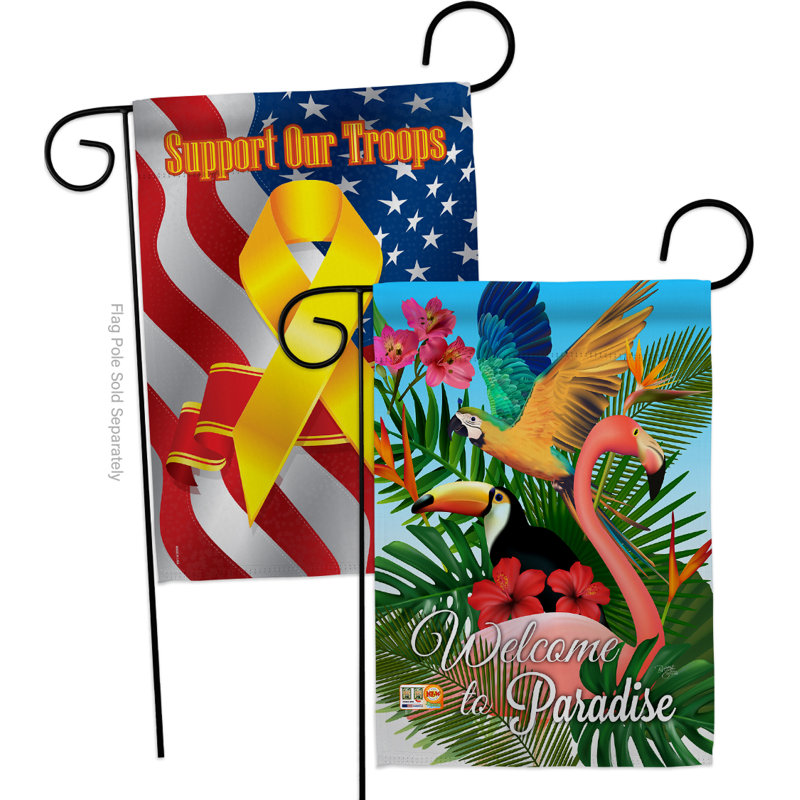 Paradise de polyester à 2 côtés 19 x 13 po tropical oiseau drapeau de jardin