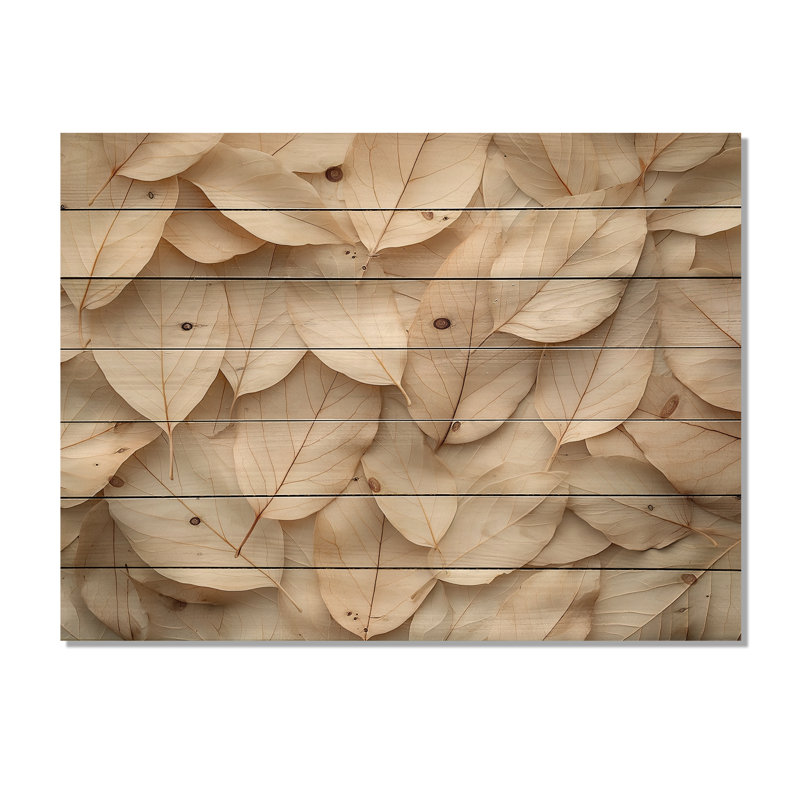 Crème blanc amande feuilles - feuilles de bois décoration murale - sur bois de pin naturel, H 10 po x l 20 po