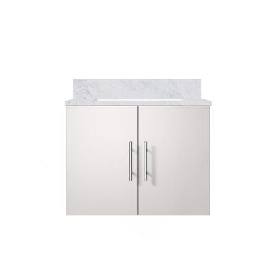 Meuble-lavabo blanc lustré 24 po X P 22 po D, avec plateau en marbre de Carrare
