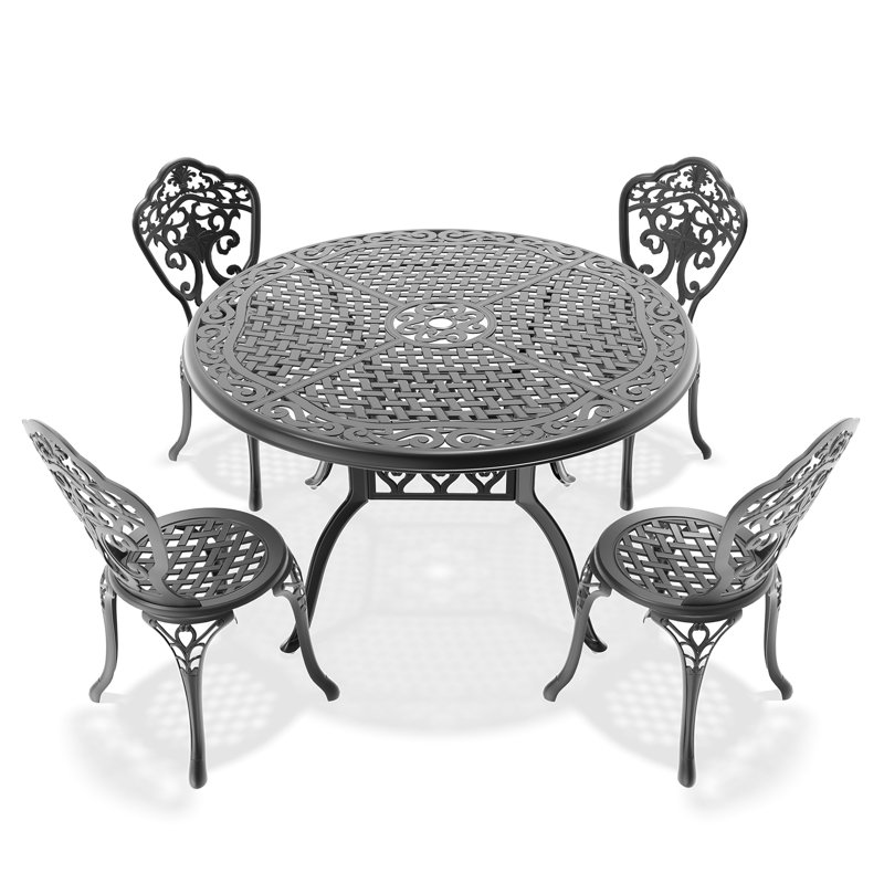 5 All-Weather Dining, Aluminum, Black, Elegant Appearance Cast Black Frame, Weather Surface